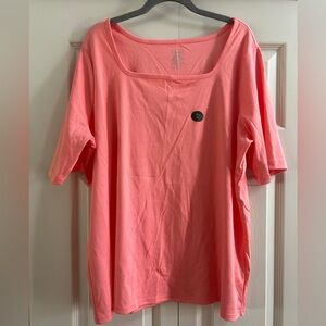 LL Bean Shirt Woman’s Size 2X Orange Top Supima Cotton Short Sleeve NWOT